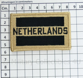 Netherlands embleem khaki met zwart - met klittenband - 8 x 5 cm
