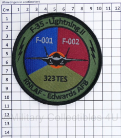 KLU Koninklijke Luchtmacht RNLAF F-35 - Lightning II 323 TES embleem - met klittenband - diameter 10 cm
