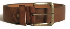 100% rundlederen broekriem met zinken gesp - bruin - maat 100 cm t/m 130 cm