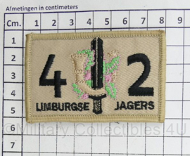 Defensie 42 Pantserinfanteriebataljon Regiment Limburgse Jagers horizontaal embleem - voor rugzak, baseball cap, ed. - met klittenband - 8 x 5 cm