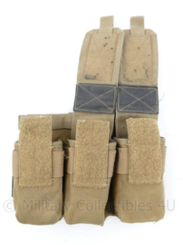 US Army en Defensie Warrior Assault triple magazin pouch MOLLE coyote - 23 x 5 x 17 cm - mist 1 klep -  origineel