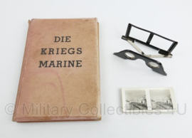 WO2 Duitse 3D kijker met de originele 3D foto's - Die Kriegsmarine Stereo photo boek 3d - 29 x 20 x 3 cm - origineel 1942