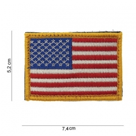 Uniform landsvlag USA - gele rand - met klittenband - 5,2 x 7,4 cm