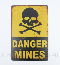 Metalen plaat DANGER MINES - 30 x 20 cm.