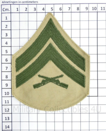 USMC US Marine Corps rang emblemen green on khaki - Corporal - 11,5 x 9 cm - origineel