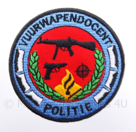 Vuurwapen docent Politie embleem, in kleur - met klittenband - diameter 9 cm