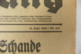 WO2 Duitse krant Tageszeitung nr. 214 13 september 1943 - 47 x 23 cm - origineel