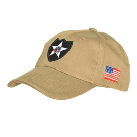 Baseball cap 2nd infantry Indian Head - khaki of zwart