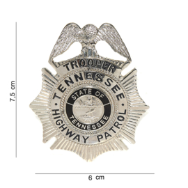 Tennessee Highway Patrol Trooper's Badge zilver - 7,5 x 6 cm