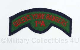 Canadian Army shoulder title ENKEL Queens York Rangers 1stA - 11,5 x 5,5 cm - origineel