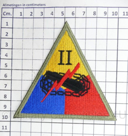 WO2 US 2nd Armored Corps II patch cut edge - 10 x 9,5 cm