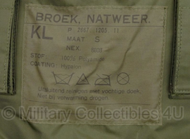 KL en Klu regenbroek jekker KL Broek Natweer groen - met ingebouwde draagtas - licht gebruikt - maat Small - origineel