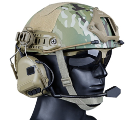 Tactical Headset Microphone Comtac Rail Adapter for FAST MICH Helmet  TAN /Coyote