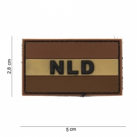 Uniform landsvlag Nederland embleem PVC "NLD" - DESERT - 5 x 2,8 cm - met klittenband
