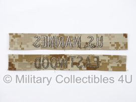 USMC US Marines 'EASTWOOD' branch tape/naamlint SET - marpat desert camo - nieuw gemaakt