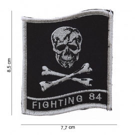 Embleem stof - Fighting 84 - met klittenband - 8,5 x 7,7 cm