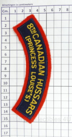 Canadian Army shoulder title ENKEL 8th Canadian Hussars Princess Louise's - 15 x 5,5 cm - origineel