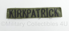 US Army Vietnam oorlog naamlint Kirkpatrick - 14 x 2,5 cm - origineel
