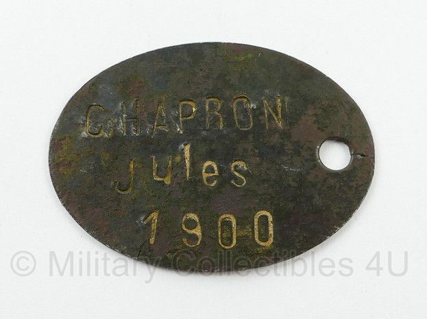 Belgisch naamplaatje met naam en plaats "Chalons Marne" - 2,5 x 3,5 cm - origineel