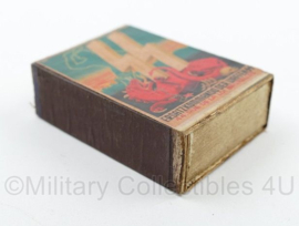 WO2 Duits luciferdoosje van echt hout - Waffen SS Ersatzkommando der Waffen SS Brussel - 6 x 4 cm