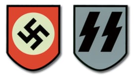 1 paar Decals Waffen en algemeine SS - laat model - swastika en runen