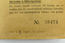 MVO bonboekje voor aankoop PSU goederen uit 1955 - afmeting 14,5 x  9 x 0,3 cm - compleet - uniek - origineel