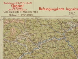 Duitse stafkaart Befestigungskarte Jugoslawien Graz Blatt 33/47 Sonderausgabe 1940 Joegoslavie - 70 x 50 cm. schaal 1:200000 - origineel