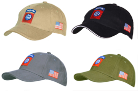 Baseball Cap 82nd airborne - Zwart, Groen, Khaki of Wolf Grey