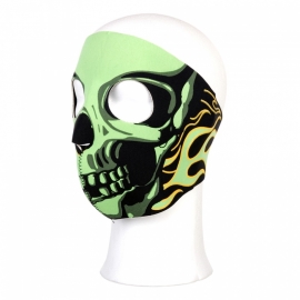 Biker mask full face - green flames