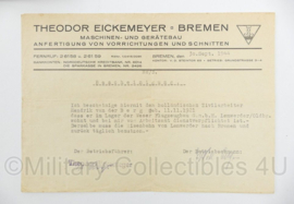 Zeldzame WO2 Duitse document set van Nederlandse arbeider Hendrik van der Berg  Flugzeufbau Lemwerden - origineel