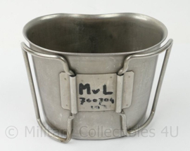 US Army RVS veldfles beker - ongestempeld - 13 x 10 x 8½ cm - origineel