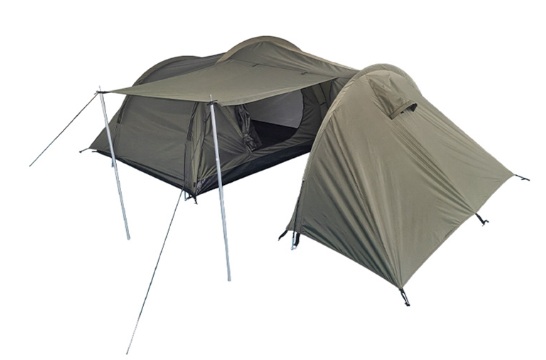 Groene 3 persoons tent met opslagruimte 1,9 x 4,05 m