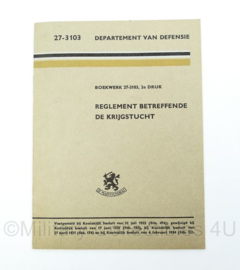 Handboek betreffende de krijgstucht - VS 27-3103 - departement van defensie - uit 1958 - origineel