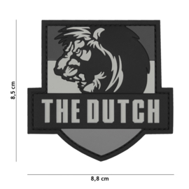 Embleem 3D PVC met klittenband - The Dutch Lion Grey - 8,5 x 8,5 cm.
