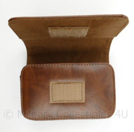 Bruine lederen koppeltas - 11 x 7½ x 3½ cm - origineel