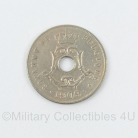 Belgische 25 cent munt 1909 - diameter 2,5 cm - origineel