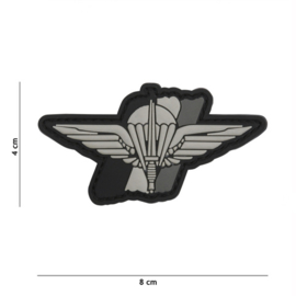 Embleem 3D PVC met klittenband - Para Wing België - grijs - 8 x 4 cm.