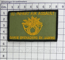 Defensie 11 INFBAT Air Assault Garde Grenadiers en Jagers horizontaal embleem - voor rugzak, baseball cap, ed. - met klittenband - 8 x 5 cm