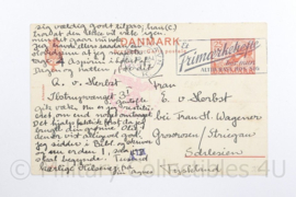 WO2 Duitse Postkarte vanuit Denemarken verzonden naar Schlesien - met adelaar stempel - 14,5 x 9 cm - origineel