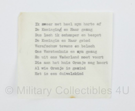 WO2 Nederlands NSB  anti-Koningshuis gedicht - 10,5 x 10 cm - origineel