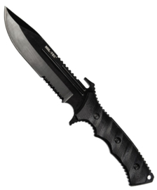 Black G10 combat knife met Nylon schede