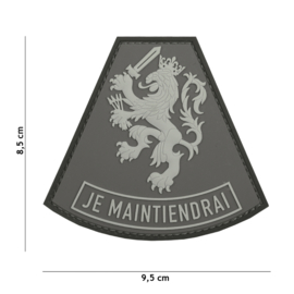 Embleem 3D PVC met klittenband - Nederland  JE MAINTIENDRAI Grey- 9,5 x 8,5  cm.