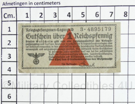 Wo2 Duits Kriegsgefangenen lagergeld 1 Reichspfenning - 7,5 x 4 cm - origineel