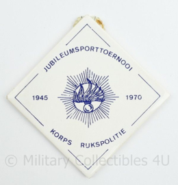 Wandbord tegeltje Jubileumsporttoernooi  Korps Rijkspolitie 1940 1970 - 10 x 10 cm - origineel