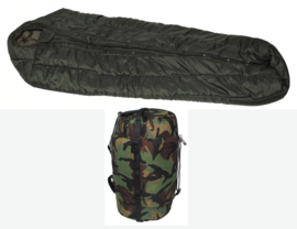 KL SLAAPZAK set met woodland compressiehoes EN lakenzak - M90 Nederlandse leger - tot -20 graden origineel