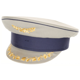 Militaire platte pet grijs met blauw en klepversiering - hoge officier - meerdere maten - origineel