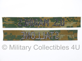 USMC US Marines 'STALLONE' branch tape/naamlint SET - marpat woodland camo - nieuw gemaakt