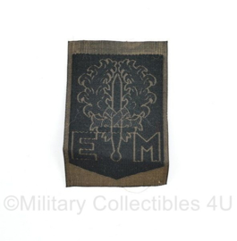 Defensie GVT eenheid mouw embleem zwart - zeldzaam omgekeerde kleuren -  1e Divisie 7 december - 8 x 5 cm