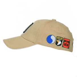 Baseball cap - D day uitvoering - met patches van alle divisies - Green, Khaki of Wolf grey