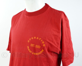 Rood T-shirt van Korps Mariniers Who's your Baghdaddy! Operation Iraqi Freedom 2003 Maat L - Origineel